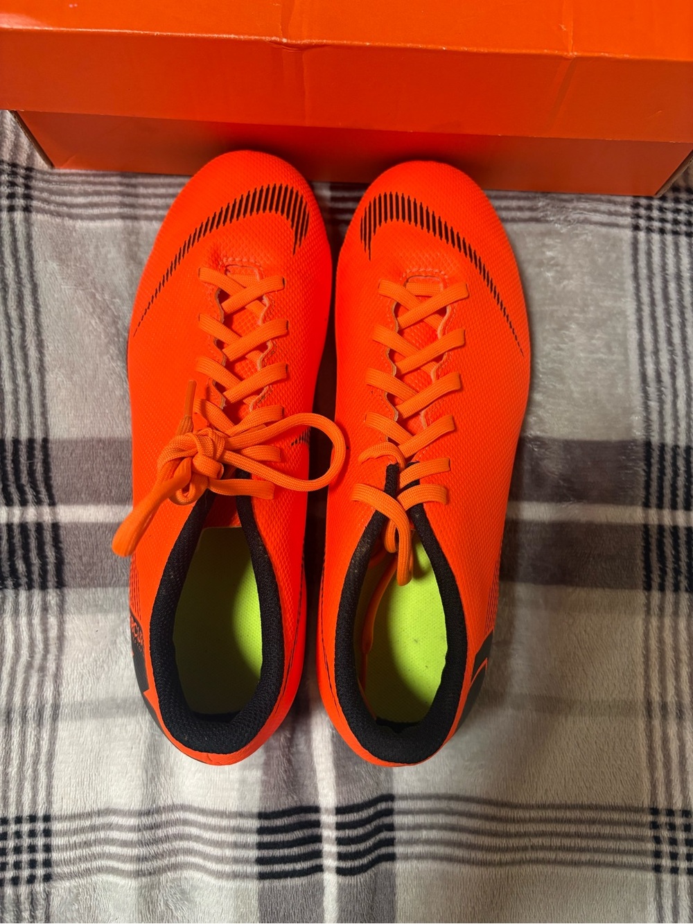 Nike Men's Bright Orange Soccer Cleats with Black Accents - Picture 2 of 6